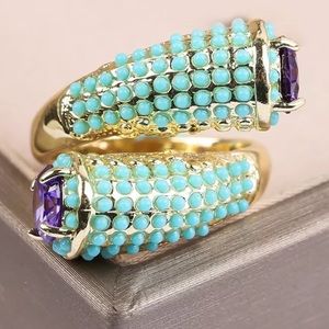 TURQUOISE AND AMETHYST RING SIZE 8